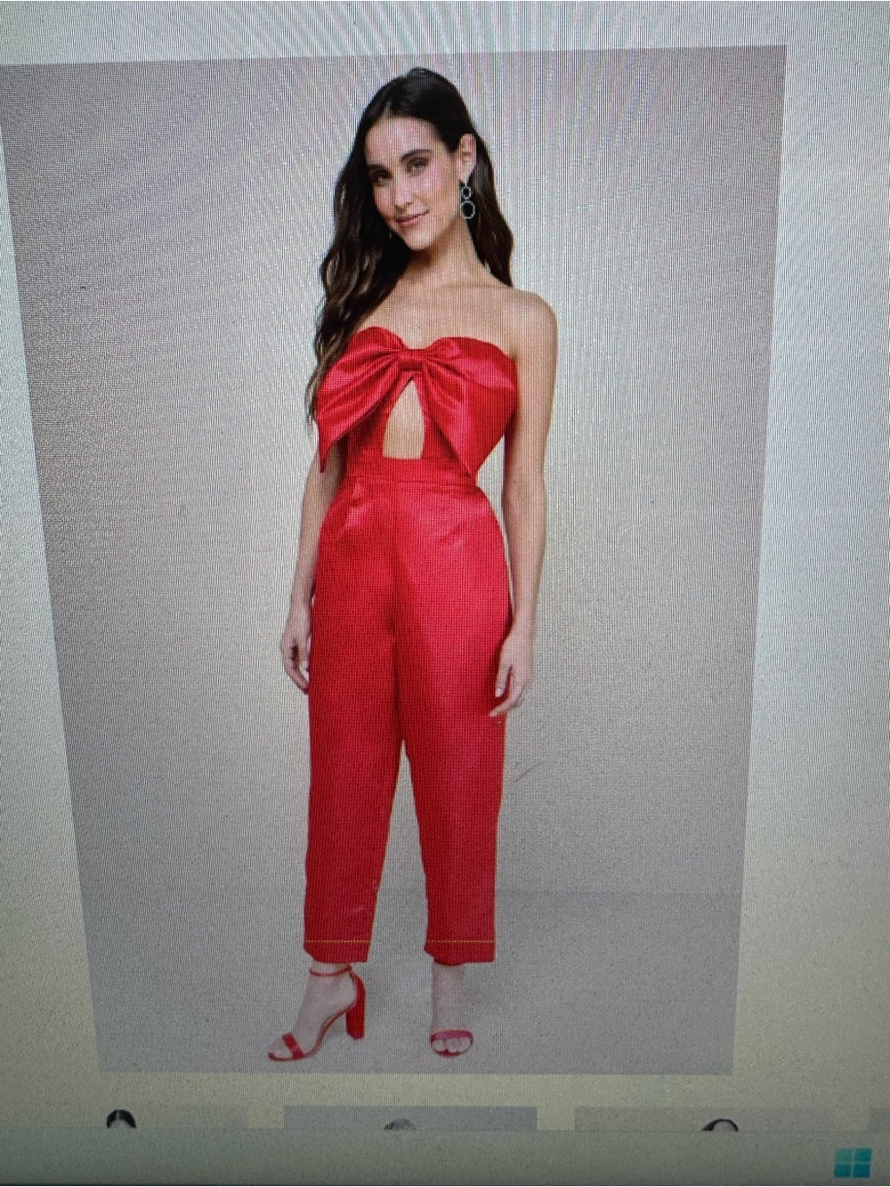 Lulu's Strapless Red Bow-Front Cropped Jumpsuit